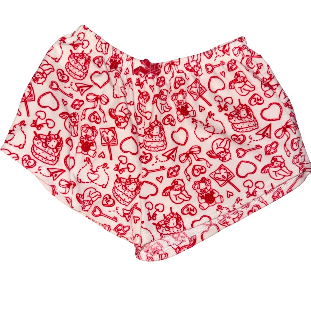 Red and White Love Soft Shorts